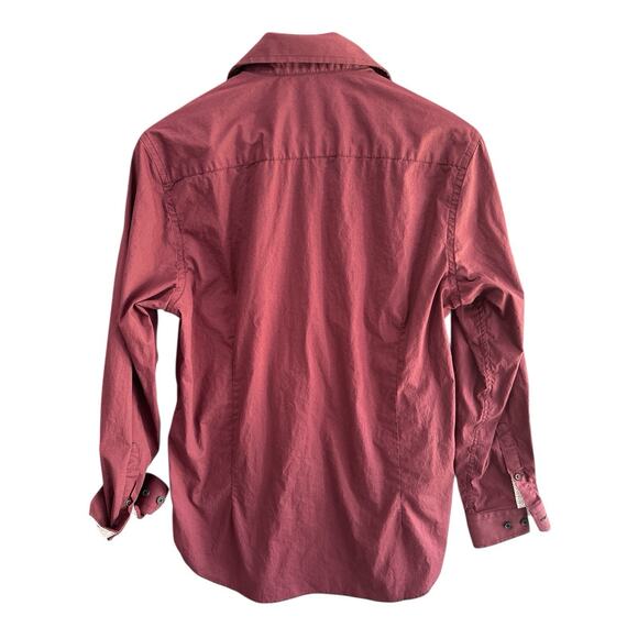 CON.STRUCT Shirt Men’s Size 15.5 Neck 32-33 Burgundy Button Down Paisley - Picture 3 of 6